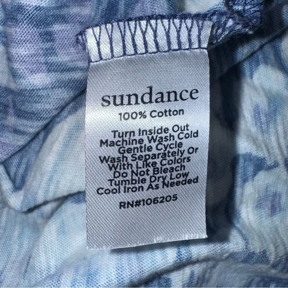 SUNDANCE Rosey Delights Henley Metallic Buttons Floral Top Blue Size Medium - Picture 14 of 14